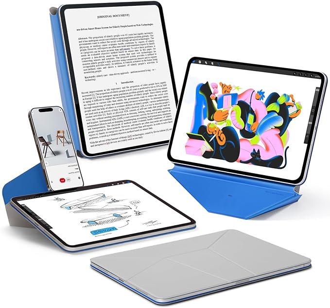 MOFT Dynamic Folio Case for iPad Pro 12.9 -inch (6th/5th/4th Generation, 2022/2021/2020), Silm Magnetic Stand Case with 20+ Viewing Angles, Auto Wake/Sleep, Ultra Thin, Cement x Sapphire