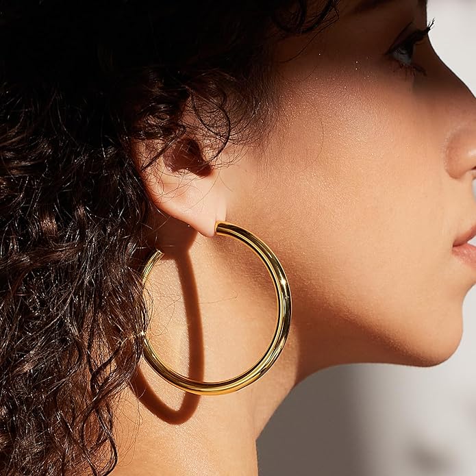 Gold Earrings for Women Girls,14K Gold Plated Hoop Earrings with 925 Sterling Silver Post Cubic Zirconia Stud Earring Huggie Hoops Earrings