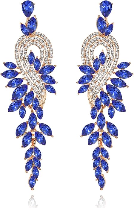 mecresh Marquise Crystal Bridal Chandelier Dangle Drop Earrings Ladies Gifts in Silver/Gold Tone