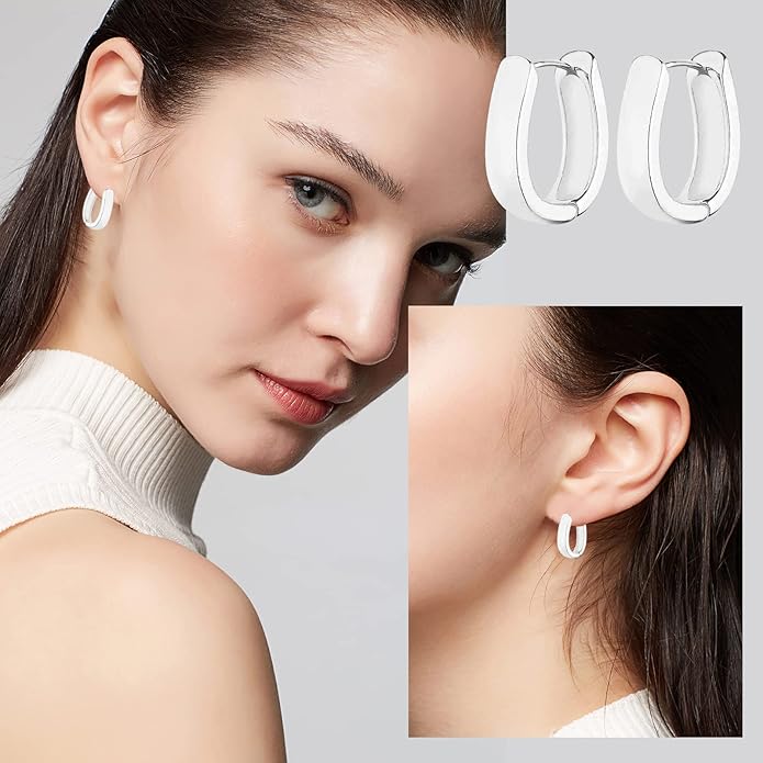 Wgoud Chunky Hoop Earrings Set 14K Gold Plated Hoop Earrings for Women Hypoallergenic, Thick Twisted Huggie Hoops Earring Set