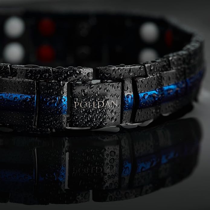 POLLDAN® 3X Power Magnetic Bracelets For Men | 6200 Gauss Strength Mens Titanium Bracelet with Fold-Over Clasp, Adjustable Length, Gift Box, Sizing Tool | Innovative Magnets Alloy - Patent