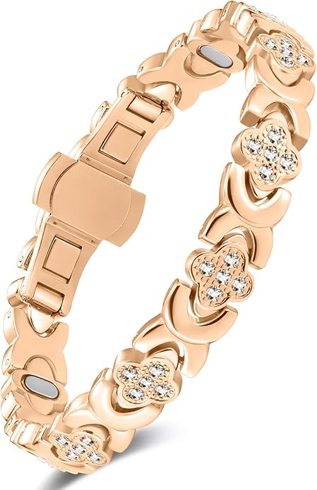 Feraco Pure Copper Bracelets for Women, 5X Ultra Strength Magnetic Bracelet with 5000 Gauss Neodymium Magnets & Upgraded Butterfly Clasp, Adjustable Jewelry Gift
