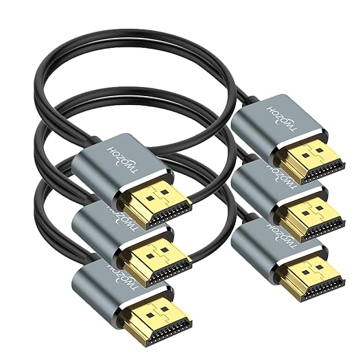 Twozoh Flexible & Slim HDMI Cable 3.3FT 3 Pack, Ultra Thin HDMI Cord Supports High Speed 4K@60Hz 18gbps 2160P/1080P