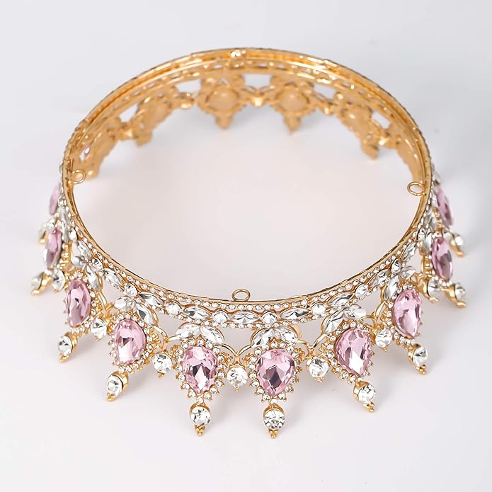 FORSEVEN Queen Crown Rhinestone Wedding Crowns and Tiaras for Women Costume Party Hair Accessories Princess Birthday Crown Crystal Bridal Crown Halloween Decorations Headband
