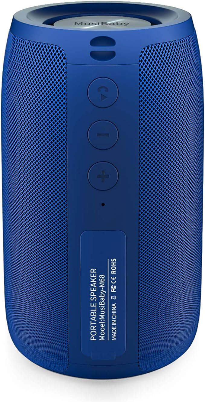 Bluetooth Speaker,MusiBaby Wireless,Waterproof,Outdoor,Portable Speaker,Dual Pairing,Loud Stereo,Booming Bass,24H Playtime Wireless Speakers for Home,iPhone,Party,Gifts(Blue)