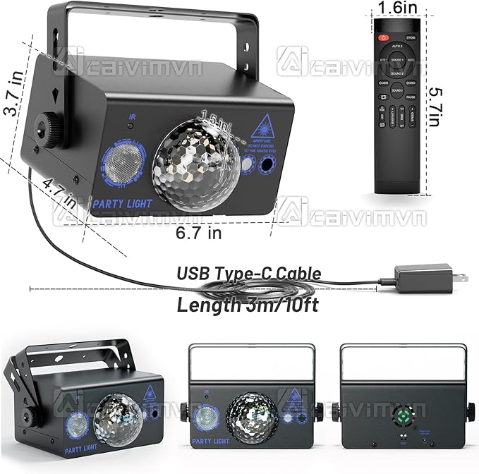Party Lights Dj Disco Light Disco Ball Light LED Stage Strobe Lights Projector Sound Activated with Remote Control for Parties Club Bar Holiday Christmas Dance Gift Birthday Xmas Wedding Home Décor