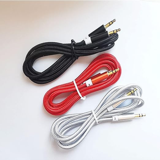 3.5mm Nylon Braided Stereo Audio Cable,(3 Pack) 4.9ft/1.5m Male to Male Aux Cord Audio Cord Compatible iPhones, iPads and Other 3.5mm DC Plug Port Device (Black)