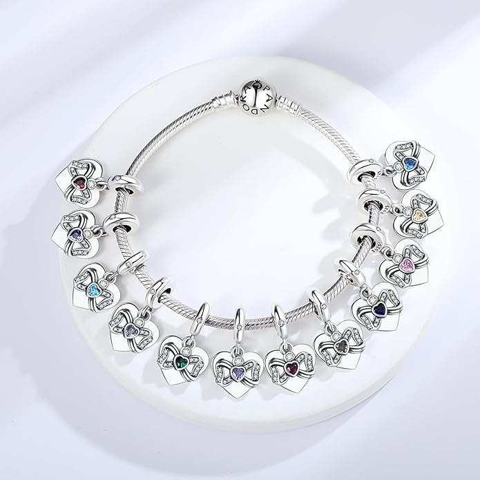 Birthstone Charms 925 Sterling Silver Charms Fit Pandora Charms Bracelet Fit Wife Mother's Day Christmas Birthday Gift