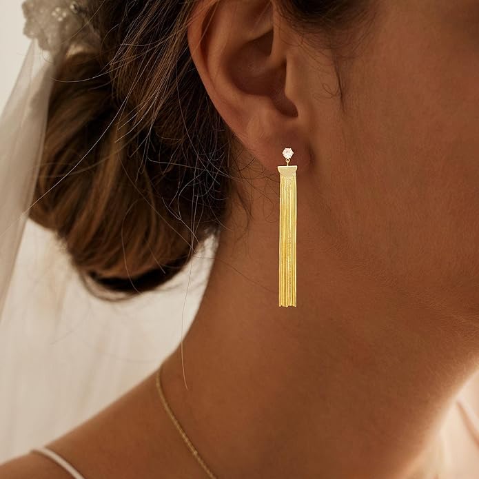 Gold Earrings for Women Trendy, Simple Dainty 14K Gold Plated Paperclip Square Chain Link Dangle Hoops Earrings Pin Stud Huggie Earrings Lightweight Hypoallergenic Minimalist Aesthetic Gold Jewelry for Christmas Gifts