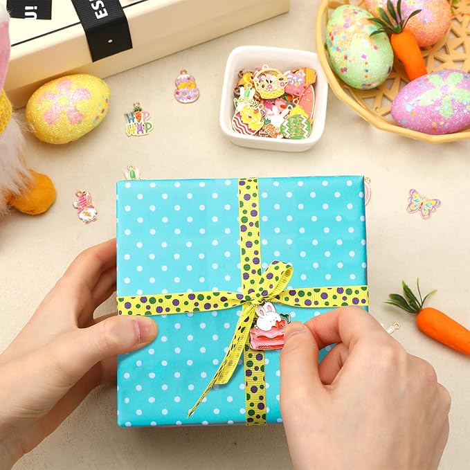 MARFOREVER Easter Charms, 40Pcs/20 Pairs Easter Charms for Jewelry Making, Assorted Egg Bunny Rabbit Enamel Charm Pendants for Bracelet Necklace Earrings Making Accessories