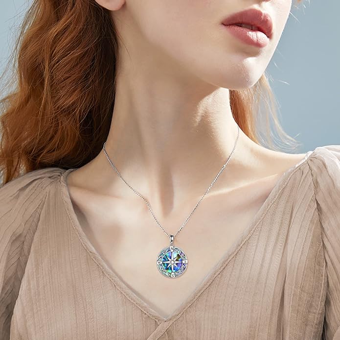 Compass Necklace Sterling Silver Celtic Knot Necklace Graduation Friendship Talisman Travel Necklace Inspirational Graduation Gift Jewelry Gifts for Women Girls