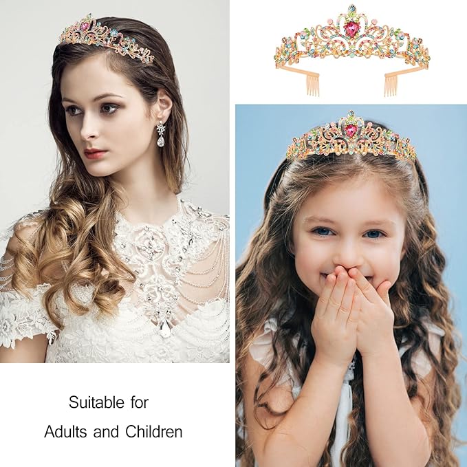 VELSCRUN Birthday Tiara & Crown Set - Princess Sash, Happy Birthday Girl Tiara, Party Decorations & Gifts
