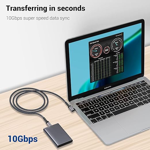 USB C to USB C Cable 100W,[2-Pack 6.6ft Right Angle] USB 3.1 Fast Charging Cord 90 Degree 20V/5A Type C PD Cable Compatible for iPhone 15/15 Plus/15 Pro/15 Pro Max/MacBook Pro 2022