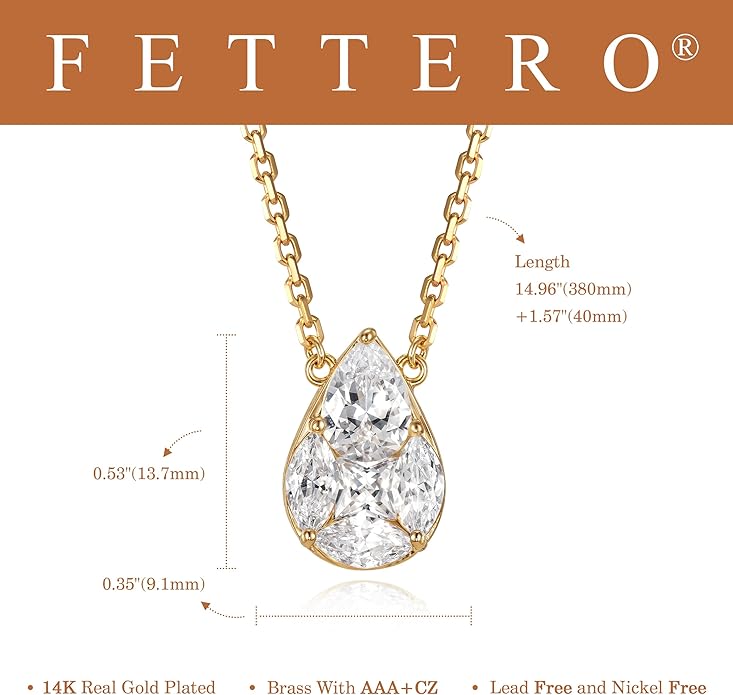 Fettero Christmas Necklace for Women Trendy 14K Gold Plated Dainty Diamond Necklace Charm CZ Clover Star Pendant Necklaces Simple Jewelry Gold Necklace for Women