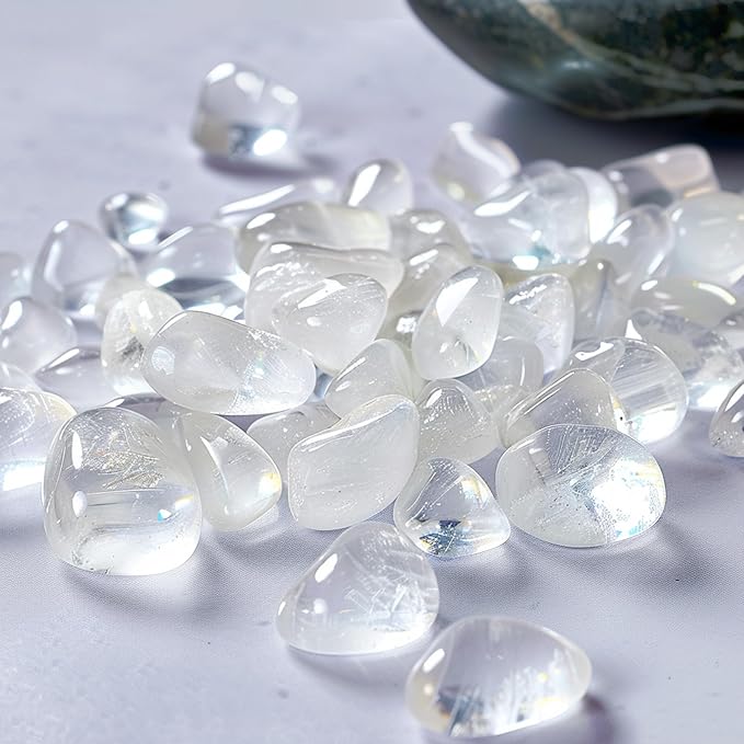 Polished Clear Quartz Crystal Chips Set, 128 Pcs 0.4" inches - Handpicked Tumbled Stones and Crystals Bulk for Healing, Reiki, Meditation, Witchcraft and Home Decor