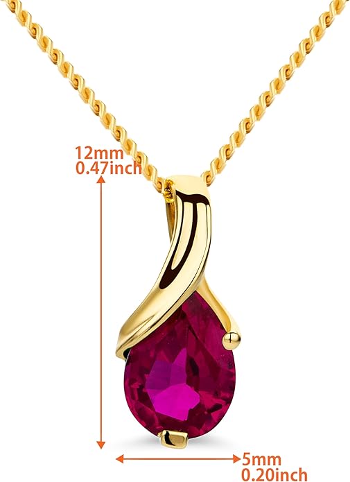 Orovi 14K Gold Necklace for Women in 14K Yellow Gold/White Gold 585 with Ruby/Sapphire/Emerald/Topaz/Amethyst Gemstone/Birthstone Pendant Necklace and Gold Chain 17.7 ″ Long - Women's Jewelry