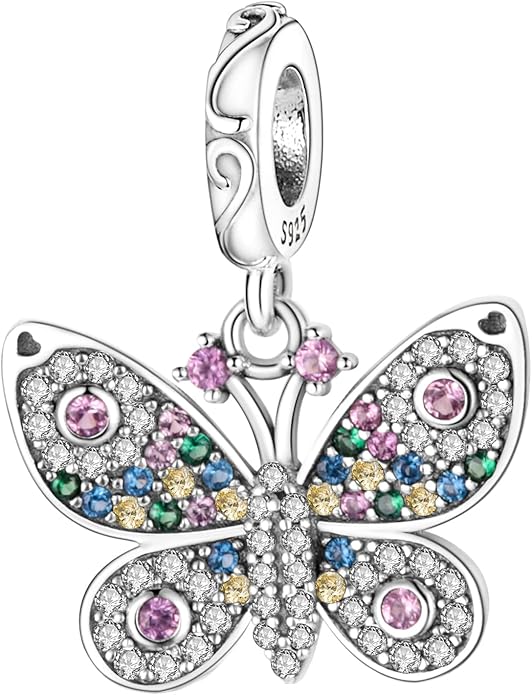 MULA 925 Sterling Silver Charms for Bracelets and Necklaces Airplane Passport Dangle Pendants Beads Butterfly Dragonfly Charms Jewelry Charm for Women