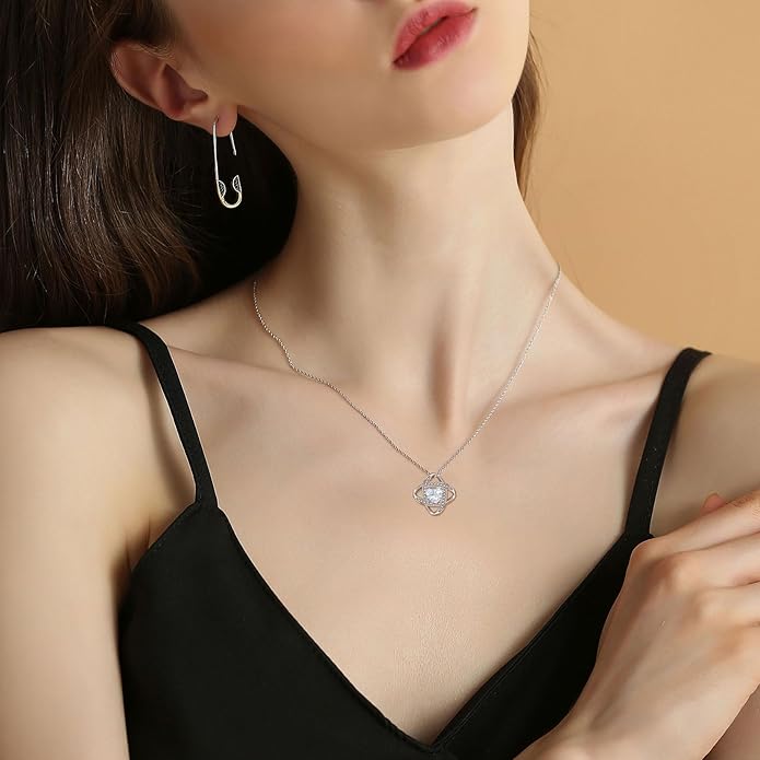 EPIRORA Sterling Silver Cubic Zirconia Love Knot Pendant Necklace for Women, Graduation Birthday Christmas Jewelry Gifts for Friends/Wife/Sister/Daughter/Mom