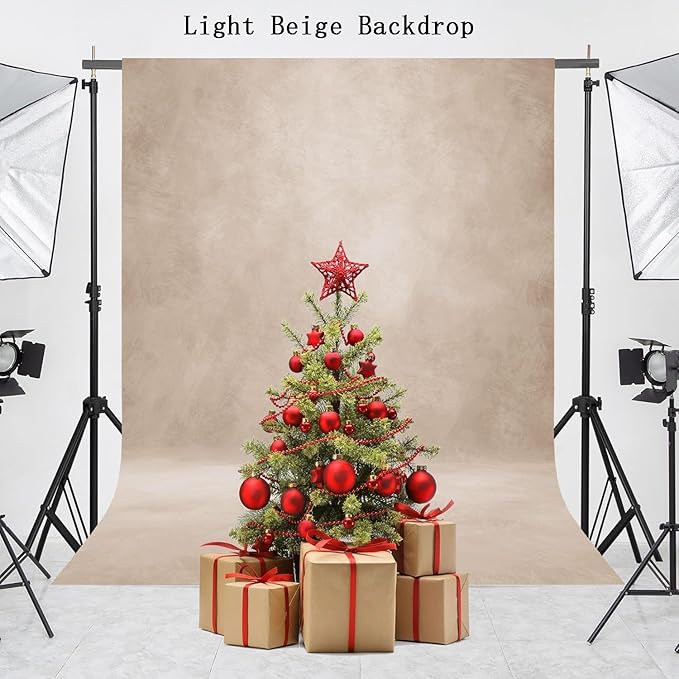Abstract Professional Photography Backdrop for Portrait Photo Props Booth Background Photoshoot Studio with Polyester Fabric Roller Pocket on Top (6x8ft,Light Beige,No Stand)