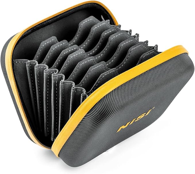 NiSi - Caddy II Circular Filter Case, Portable and Lightweight Camera Lens Pouch for 8 Filters, Fits Up to 95mm, Waterproof and Shockproof, Larger Opening Lens Bag, Caddy Case with Metal Hanging Clip