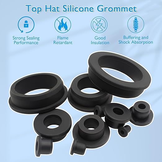 2 Pcs 2" Drill Hole, 1-9/16" ID Silicone Rubber Grommets for Wiring, Large Top Hat Grommets, Waterproof Pool L-Shape O-Ring Seal Hose Pipe Gasket for Pump Motor Hydroponic Irrigation Drywall