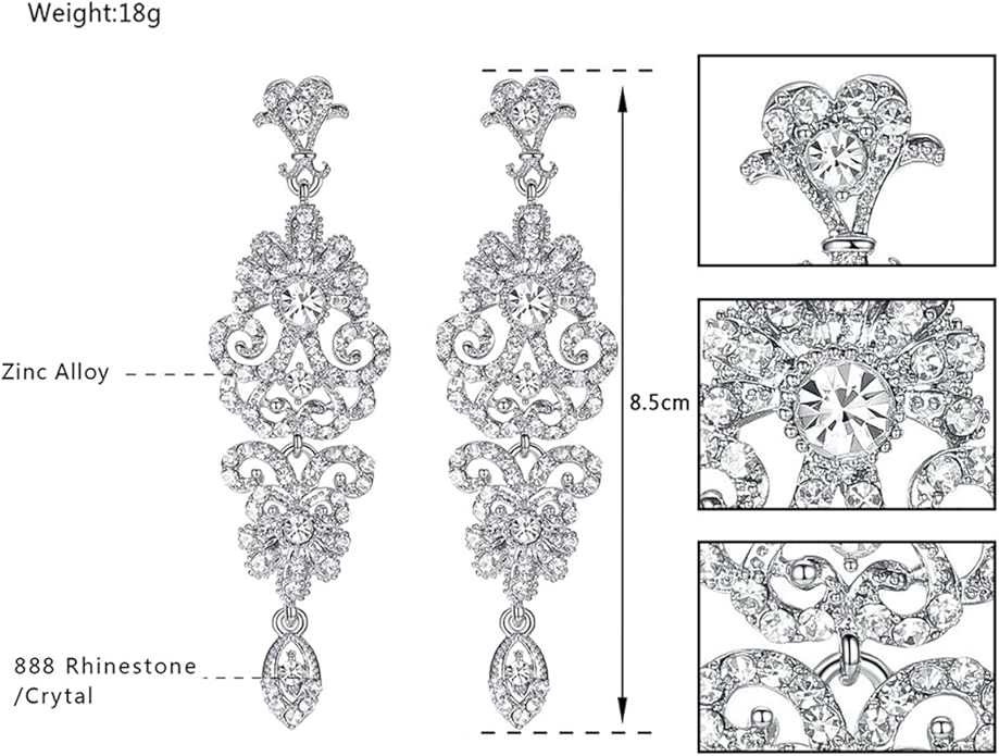 mecresh Gold/Silver Rhinestone Chandelier Wedding Bridal Dangle Earrings