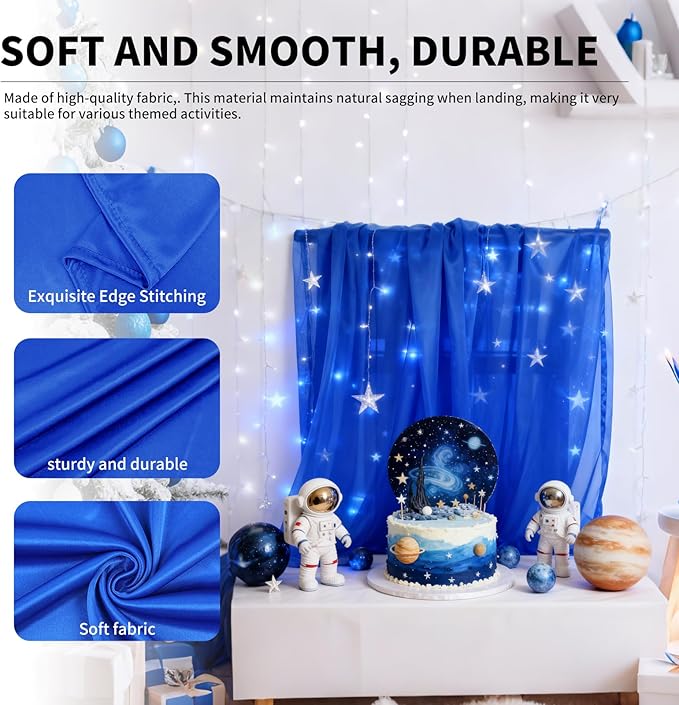 5x10FT Photo Stage Backdrop 2 Panels Curtains Drapes for Photography and Party(Royal Blue)