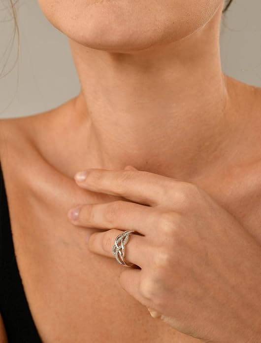 YL Celtic Knot Rings 925 Sterling Silver Twisted Knot Ring Birthstone Infinity Statement Jewelry for Women-size5