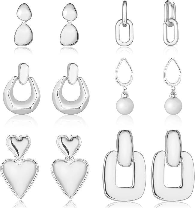 Wgoud 6 Pairs Gold Hoop Earrings Set for Women, 14K Gold Plated Hypoallergenic Lightweight Chunky Open Huggie Hoops Earrings Jewelry for Gifts.