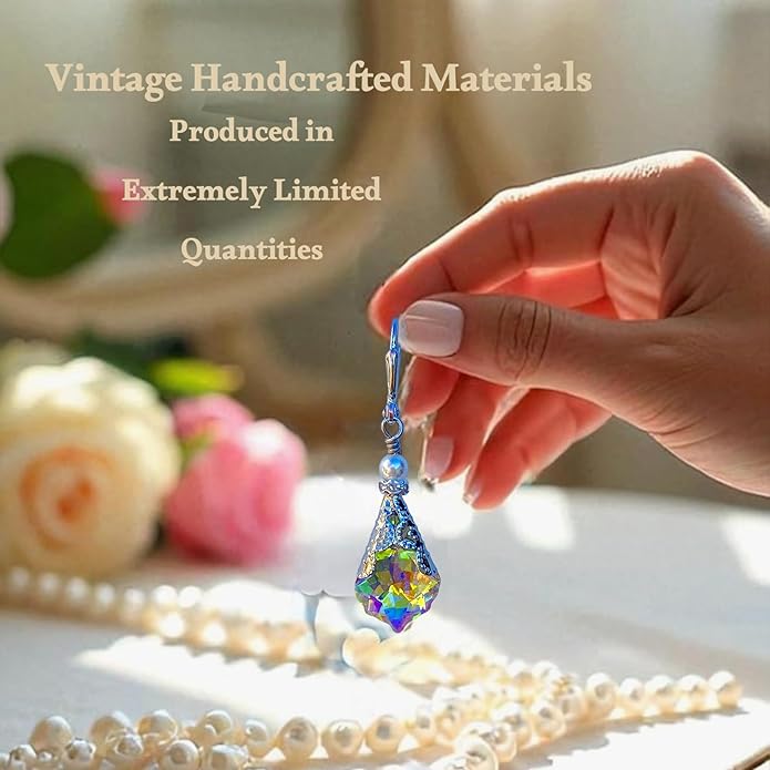 Antique Inspired Vintage Victorian Dangle Drop Earrings for Women - Colored Austrian Crystal Leverback Earrings - Jewelry Gift for Her