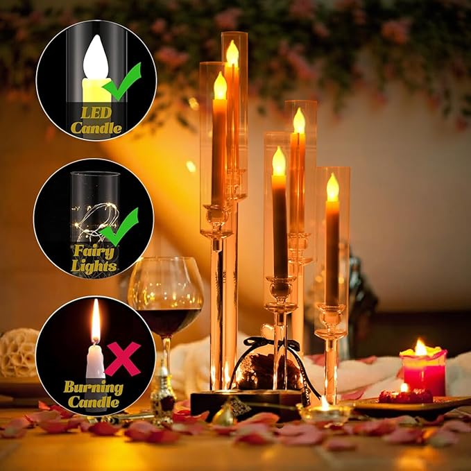 6sets Acrylic Candelabra Centerpieces for Tables,5 Arm Cluster Candle Holder for Wedding Decor Candlesticks Candle Sticks Holder Decor for Table Centerpiece,Baby Shower,Festival,Party & Windowsill