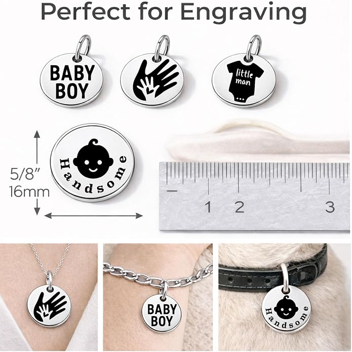 SM Design Pregnancy & New Baby Charm Set – Set of 4 Meaningful Stainless Steel Charms – Great for Crafting, Making Bracelets and Necklaces - Meaningful Keepsake Charms for Expecting & New Moms