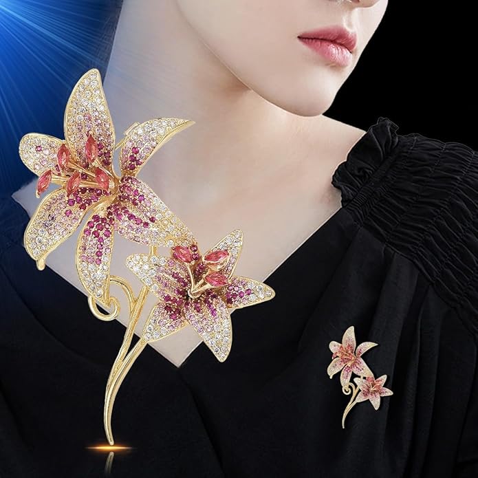 Flower Brooch Pin Rhinestones Pearl Flower Brooches Floral Pin Jewelry for Women Girls