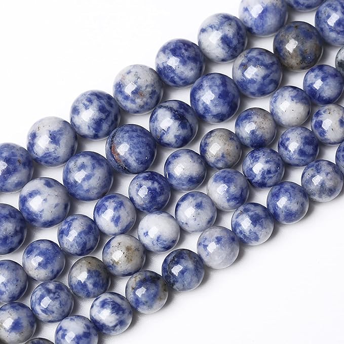 60PCS 6mm Natural Sodalite Beads Round Loose Stone Beads for Jewelry Making DIY Energy Stone Healing Power Bracelet 15"