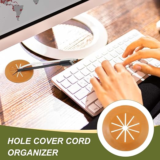 PATIKIL Desk Grommet 1-9/16", 8 Pcs Round Cable Grommet Cord Hole Cover with Adhesive Tape Flexible Table Wire Organizer for Office Home Table Countertop, Light Gray