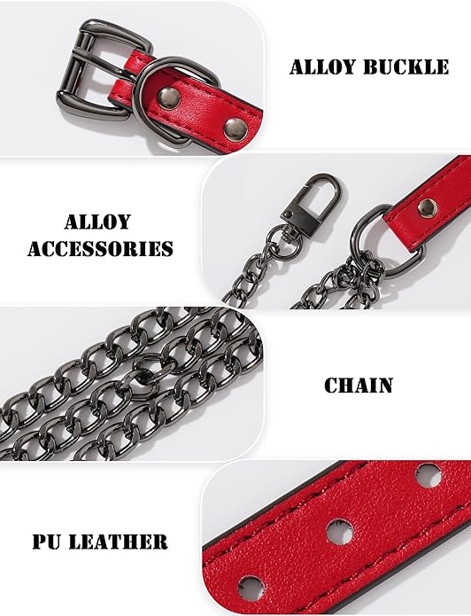 FEOYA Leather Choker Collar For Women Handmade Adjustable Triple-Layer Slip Chain Punk Gothic Chain Collar Necklace