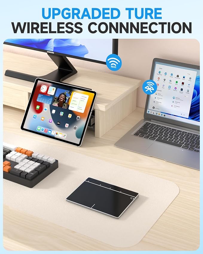 Wireless Bluetooth Trackpad for Windows 10/11, 3-in-1 Connectivity Modes, Support Multi-Touch Gestures, High Precision Control for PC & Laptop (Black)