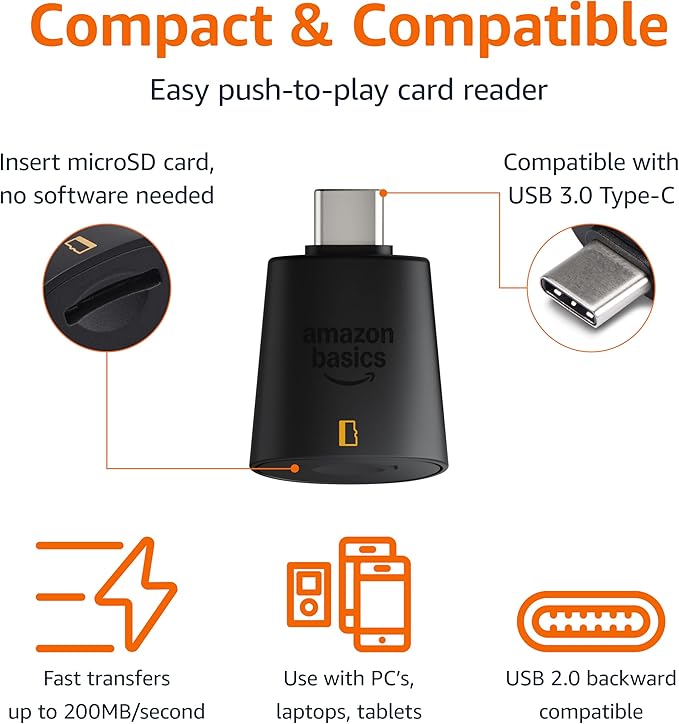 Amazon Basics Micro SD Card Reader USB-C 3.0