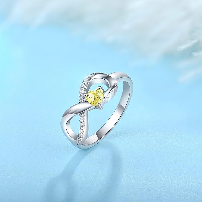 STARCHENIE Infinity Promise Ring 925 Sterling Silver Angel Wings Heart Ring for Women Size 5-10