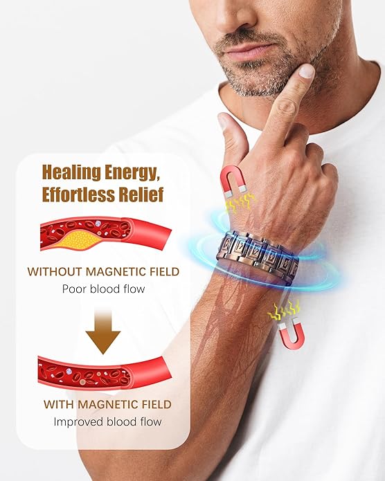 Copper Bracelet for Men, 3X Strength Magnetic Copper Bracelets for Men with 3500 Gauss Magnets, Adjustable Length with Sizing Tool