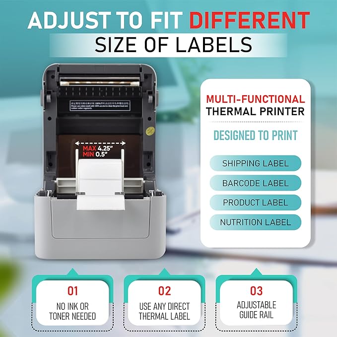 Arkscan 2054K-USB Upgraded 2054A Shipping Label Printer for Windows Mac Chromebook, Support Amazon Ebay Paypal Etsy Shopify ShipStation UPS USPS FedEx, fit Roll & Fanfold 4x6 Direct Thermal