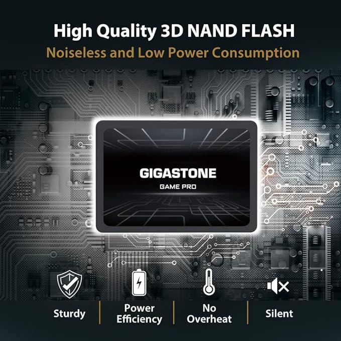 Gigastone SATA SSD 512GB 2.5 inch SSD 530MB/s Upgrade Laptop PC Memory and Storage PS4 HDD Replacement 2.5" Internal Solid State Hard Drives SATA III SLC Cache 3D NAND Game Pro Performance
