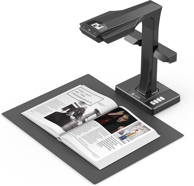 CZUR ET16 Plus Advanced Book & Document Scanner, 2nd Gen Auto-Flatten&Deskew Tech, 16MP Camera, Capture A3, 186 Languages OCR, Convert to PDF/Searchable PDF/Word/Tiff/Excel, Run On Windows&MacOS