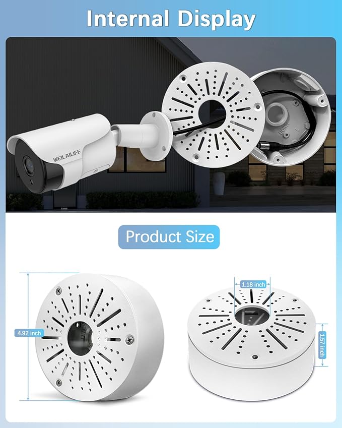 WEILAILIFE 【Compatible Almost All Cameras Type】 Security Camera Junction Box, Universial Camera Junction Box Mount Bracket, Outdoor Security Camera Mount, CCTV Metal Junction Box(4 Pack)