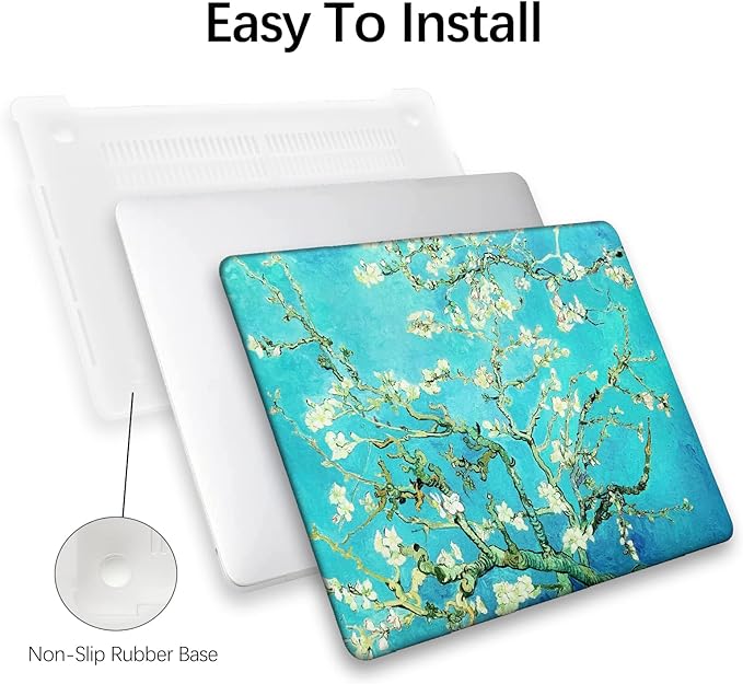 Compatible with MacBook Pro 13 inch Art Case Skin, 2022, 2021, 2020-2016 Release A1706/A1989/A2159 Flower Durable Hard Shell with Keyboard Cover & Screen Protector (Almond Blossom by Van Gogh)