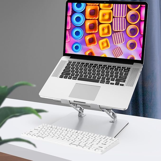 Laptop Stand for Desk, Adjustable Laptop Riser, Metal Foldable Computer Stand Holder Portable Notebook Mount, Ventilated Cooling Notebook Stand Compatible with 10-15.6” Laptops