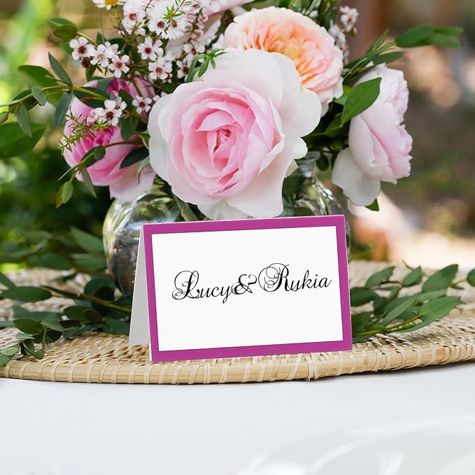 PATIKIL 50Pcs Table Place Cards, 3.5 x 2 Inches Blank Name Place Cards for Table Setting Wedding Reception Buffet, Purple