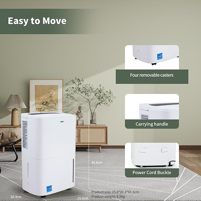 Uhome 120 Pints Dehumidifier with Drain Hose - 6000 Sq. Ft Quiet Dehumidifier for Home, Basements, Storages and Large Rooms with 1.32Gallon Water Tank