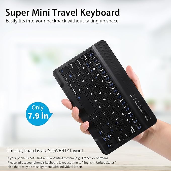 for Samsung Galaxy Z Fold 7 6 5 Keyboard and Mouse, Portable Mini 7.9 inch Bluetooth Keyboard with Leather Case and Capacitive Pen, 4 in 1 Set for Z Fold7 6 Accessories