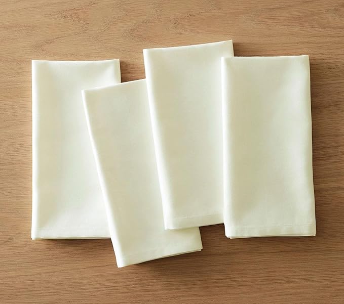 TARAN LIVING Pure Cotton Table Cloth Napkin Solid Dinner Napkin Sets Washable Dish Cloth Napkins Gifts for Her/Him Reusable Napkins Dining Décor - Set of 12, 18x18 inch - Off White